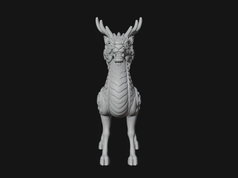 Qilin Deer Beast Statue Design 14 - 3D Print Model 3D Print Model