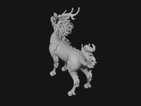 Qilin Deer Beast Statue Design 14 - 3D Print Model 3D Print Model