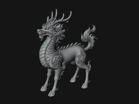 Qilin Deer Beast Statue Design 14 - 3D Print Model 3D Print Model