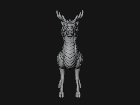 Qilin Deer Beast Statue Design 14 - 3D Print Model 3D Print Model