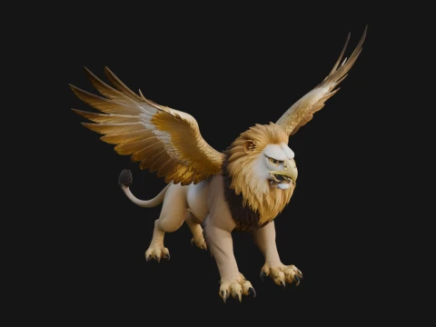 Griffin Winged Beast Statue Design 11 - 3D Print Model 3D Print Model