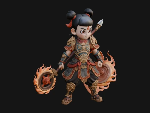Fire Ring Boy Deity Statue Design 3 - 3D Print Model 3D Print Model