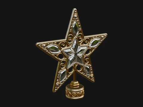 Jeweled Star Tree Topper Ornament Design 4 - 3D Print Model 3D Print Model
