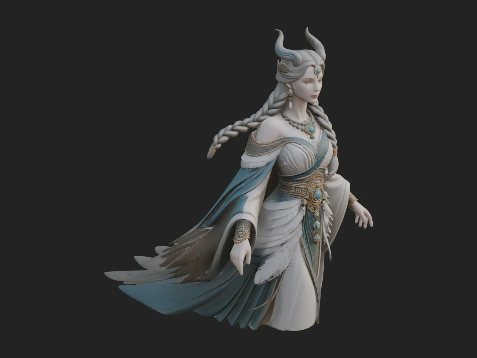 Elven Queen Statue Design 34 - 3D Print Model 3D Print Model .c4d .max .obj .3ds .fbx .stl .blend 