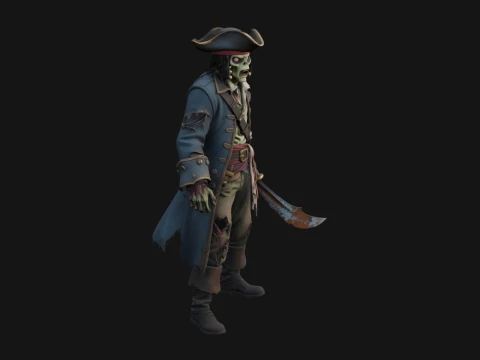 Zombie Pirate Captain Statue Design 4 - 3D Print Model 3D Print Model