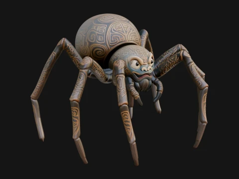 Carved Giant Spider Statue Design 3 - 3D Print Model 3D Print Model