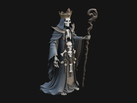 Crowned Skeleton King Statue Design 21 - 3D Print Model 3D Print Model