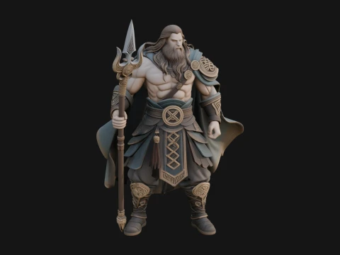 Odin with Spear Statue Design 19 - 3D Print Model Modelo de Impressão 3D