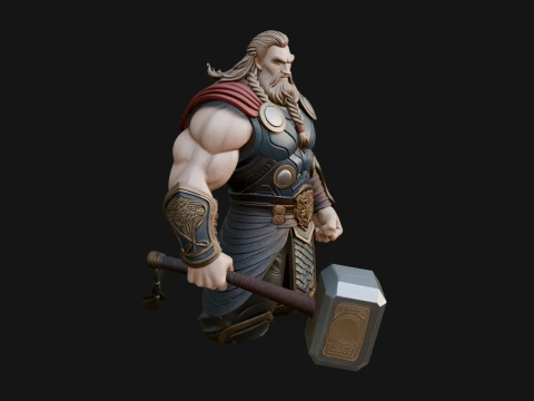 Hammer Thunder God Statue Design 9 - 3D Print Model 3D Druckmodell