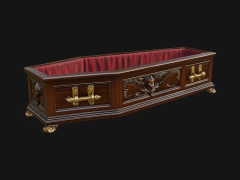 Open Wooden Coffin Model Design 4 - 3D Print Model 3D Print Model
