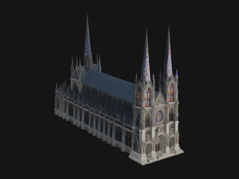 Gothic Cathedral Tower Model Design 9 - 3D Print Model 3Dプリントモデル