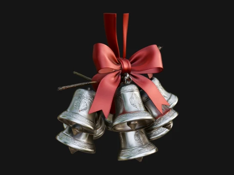 Golden Christmas Bells Ornament Design 8 - 3D Print Model 3D Принт Модель