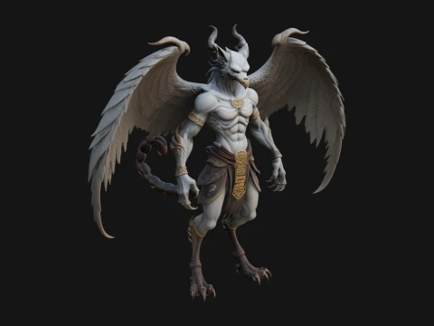 Winged Horned Demon Statue Design 20 - 3D Print Model 3D Print Model