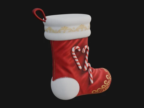 Christmas Stocking Ornament Design 1 - 3D Print Model 3D Принт Модель