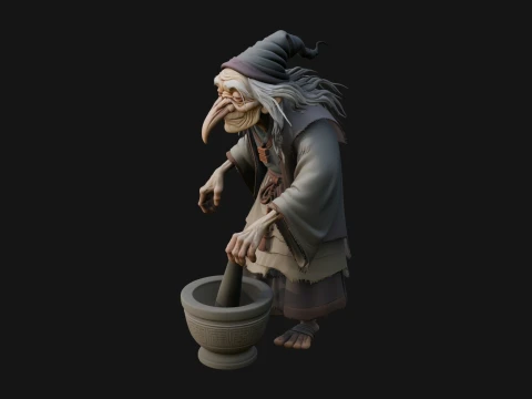 Hunched Hag Sorcerer Statue Design 14 - 3D Print Model Modelo de impresión 3D