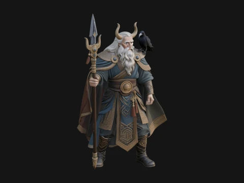 Odin with Spear Statue Design 20 - 3D Print Model 3D Print Model