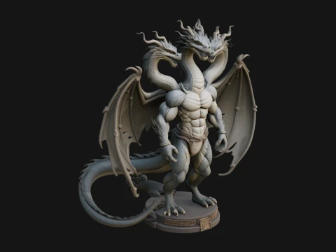 Three-Headed Demon Statue Design 5 - 3D Print Model 3D Print Model