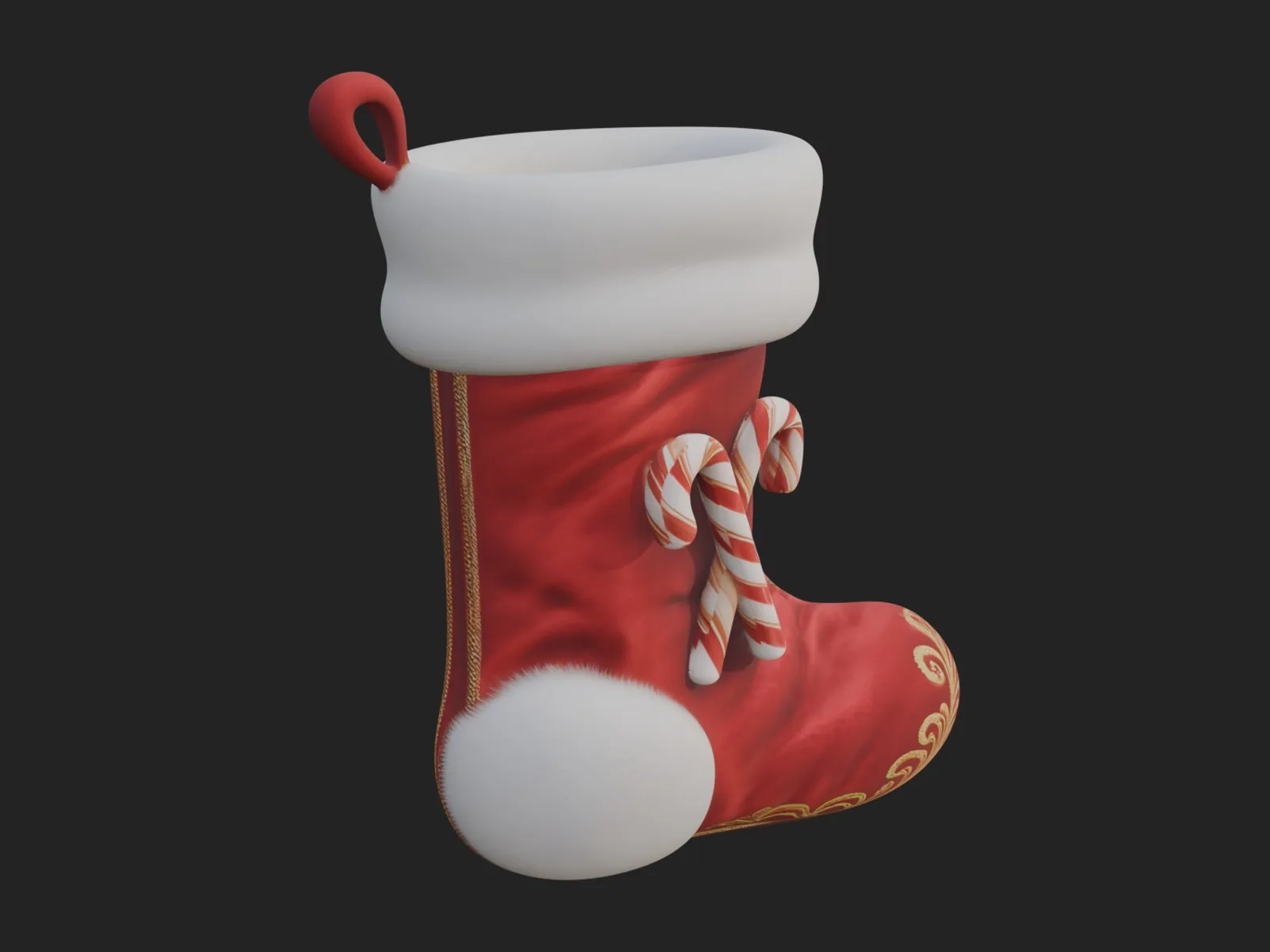 Christmas Stocking Ornament Design 2 - 3D Print Model 3D Print Model .c4d .max .obj .3ds .fbx .stl .blend