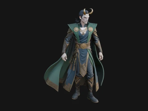Horned Trickster God Statue Design 8 - 3D Print Model 3D Baskı Modeli