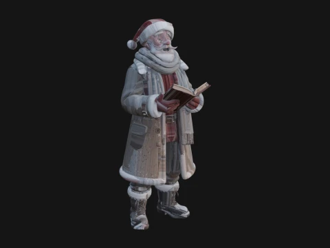 Dise&ntilde;o de estatua de Pap&aacute; Noel de invierno con libro 4 - Modelo de impresi&oacute;n 3D Modelo de impresión 3D