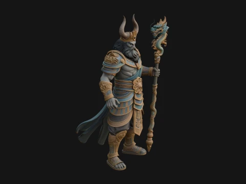 Horned Egyptian War God Statue Design 1 - 3D Print Model 3D Print Model