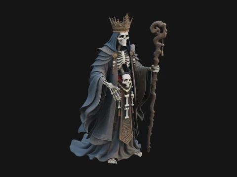 Crowned Skeleton King Statue Design 22 - 3D Print Model 3D Print Model