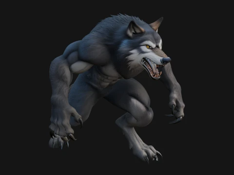Prowling Werewolf Beast Statue Design 2 - 3D Print Model 3D Print Model