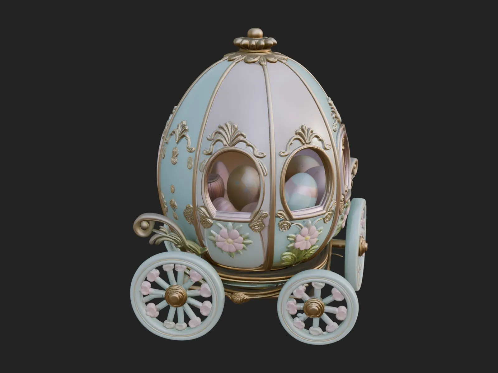 Easter Egg Carriage Model Design 1 - 3D Print Model 3D Print Model .c4d .max .obj .3ds .fbx .stl .blend 
