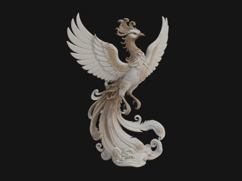 Rising Phoenix Bird Statue Design 4 - 3D Print Model 3D Print Model