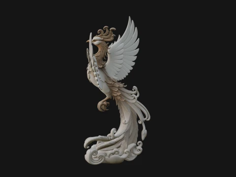 Rising Phoenix Bird Statue Design 4 - 3D Print Model 3D Print Model