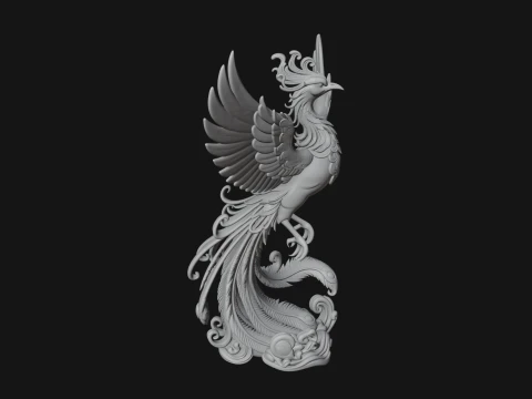 Rising Phoenix Bird Statue Design 4 - 3D Print Model 3D Print Model