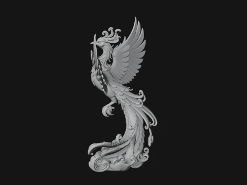 Rising Phoenix Bird Statue Design 4 - 3D Print Model 3D Print Model