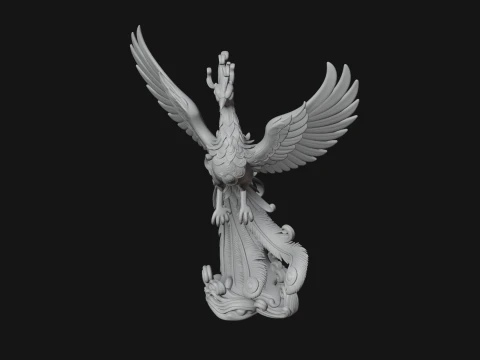 Rising Phoenix Bird Statue Design 4 - 3D Print Model 3D Print Model