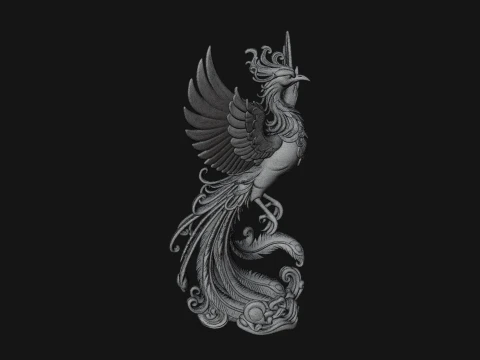 Rising Phoenix Bird Statue Design 4 - 3D Print Model 3D Print Model