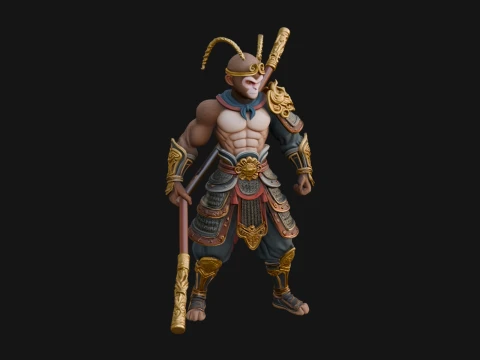 Monkey King Staff Statue Design 8 - 3D Print Model 3D Print Model