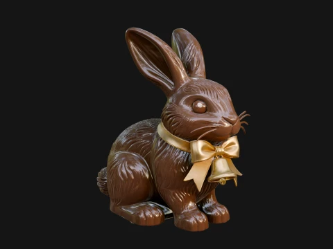 Chocolate Easter Bunny Statue Design 2 - 3D Print Model 3D Print Model