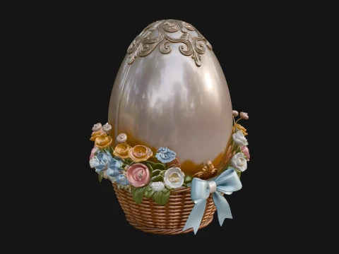 Easter Egg in Basket Ornament Design 1 - 3D Print Model 3D Print Model