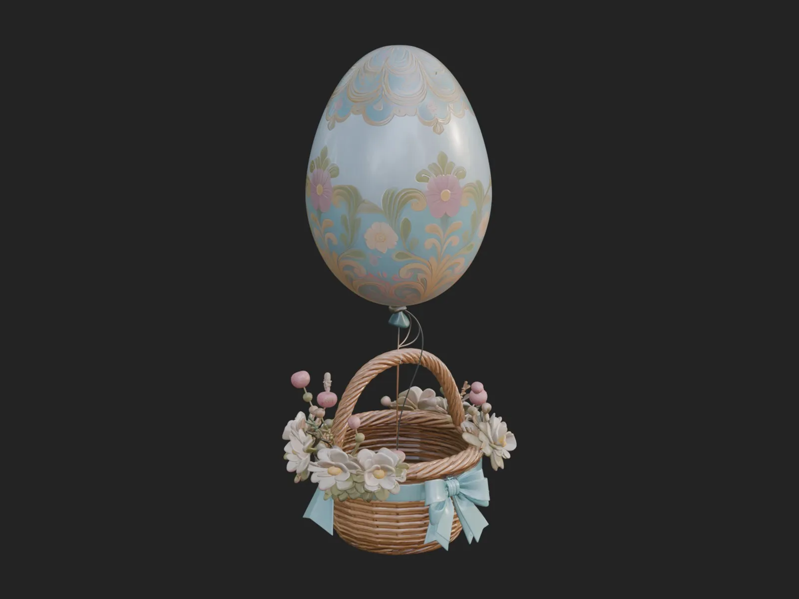 Easter Egg Hot Air Balloon Model Design 1 - 3D Print Model 3D Print Model .c4d .max .obj .3ds .fbx .stl .blend