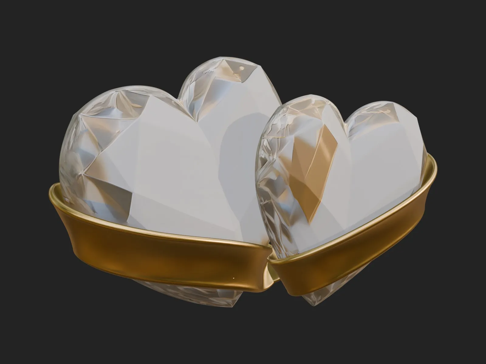 Crystal Heart Gold Band Ornament Design 2 - 3D Print Model 3D Print Model .c4d .max .obj .3ds .fbx .stl .blend 