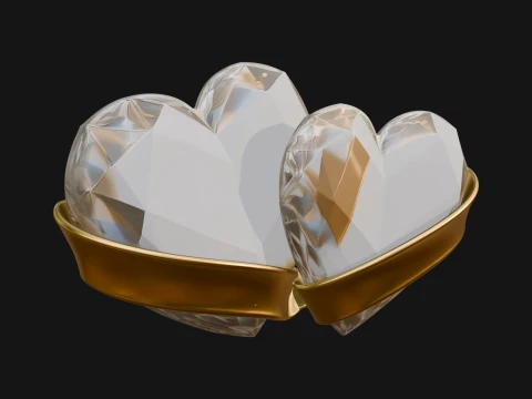 Crystal Heart Gold Band Ornament Design 2 - 3D Print Model 3D Print Model