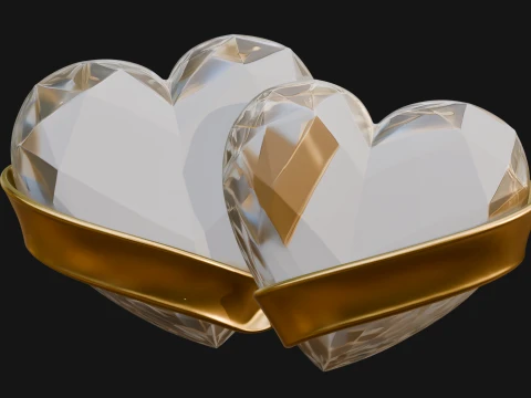 Crystal Heart Gold Band Ornament Design 2 - 3D Print Model 3D Print Model