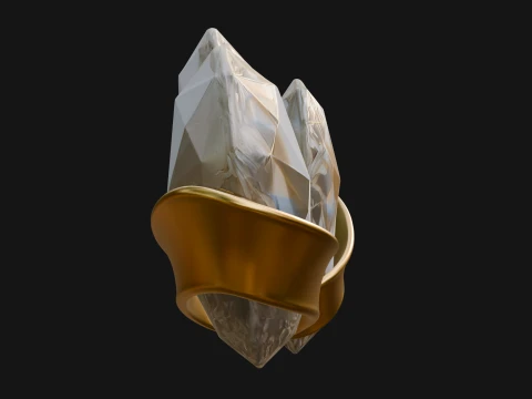 Crystal Heart Gold Band Ornament Design 2 - 3D Print Model 3D Print Model
