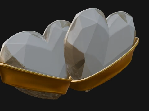 Crystal Heart Gold Band Ornament Design 2 - 3D Print Model 3D Print Model