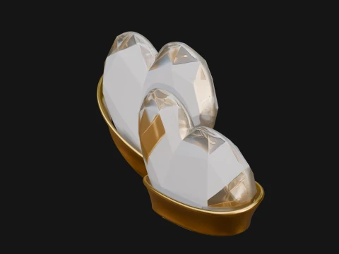 Crystal Heart Gold Band Ornament Design 2 - 3D Print Model 3D Print Model