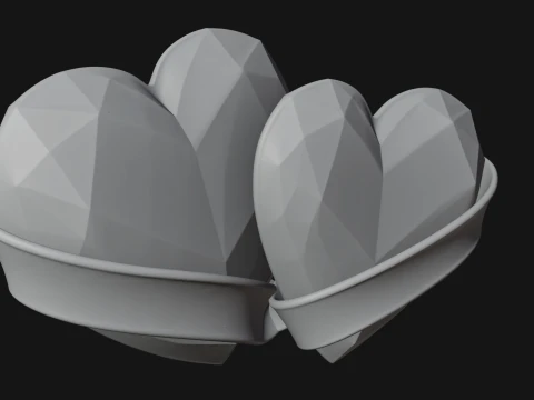 Crystal Heart Gold Band Ornament Design 2 - 3D Print Model 3D Print Model