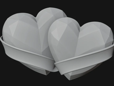 Crystal Heart Gold Band Ornament Design 2 - 3D Print Model 3D Print Model