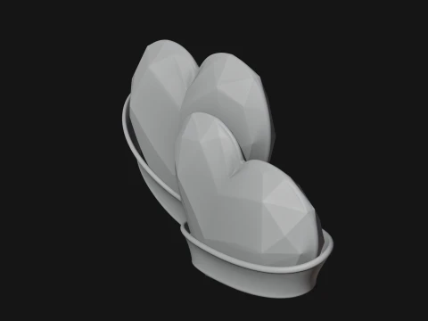 Crystal Heart Gold Band Ornament Design 2 - 3D Print Model 3D Print Model