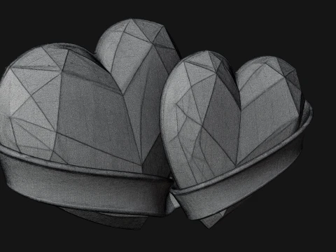 Crystal Heart Gold Band Ornament Design 2 - 3D Print Model 3D Print Model