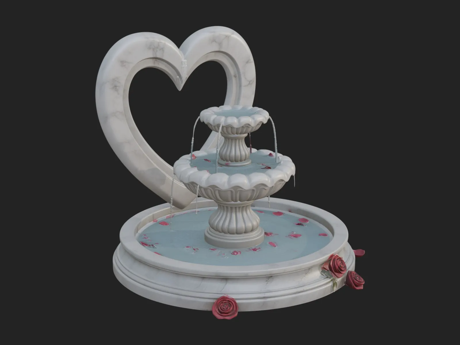 Rose Flower Garden Fountain Model Design 1 - 3D Print Model 3D Print Model .c4d .max .obj .3ds .fbx .stl .blend 
