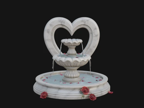 Rose Flower Garden Fountain Model Design 1 - 3D Print Model 3D Print Model